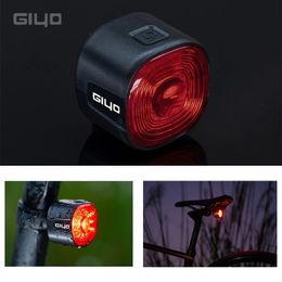 Luces de bicicleta Giyo Night Ciclismo Seguridad Luz trasera inteligente Sensor de freno automático Luz trasera de bicicleta IP66 Impermeable 6 modos MTB Road Bike Flash Lámpara 230824