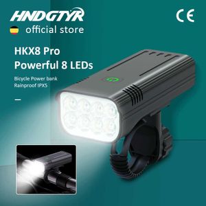 Lumières de vélo HKX8 Lumière de vélo 10000-1200mAh Lumens élevés Lampe de poche LED pour vélo Phare avant puissant pour accessoire de route de cyclisme Banque d'alimentation P230427