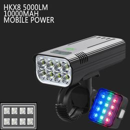 Luces de bicicleta HKX8 luz 10000MAH alto lúmenes Led bicicleta linterna USB recargable faro delantero para ciclismo carretera MTB LED 230605