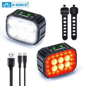 Bike Lights Inbike Bicycle Light voor- en backrechargeerbare koplamp flitsen voor nachtfietsen super heldere accessoires 230726