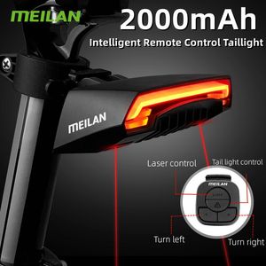 Lumières de vélo MEILAN X5 Frein Feu arrière Tourner Lampe de poche Vélo Télécommande sans fil Tourner Vélo Laser Ligne de sécurité Arrière 230607