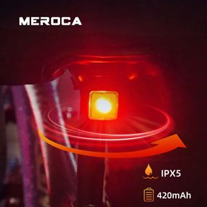 Fietsverlichting MEROCA Fietsachterlicht Intelligente remsensor voor MTB Road Night Travel Veiligheidswaarschuwing Accessoires 231114