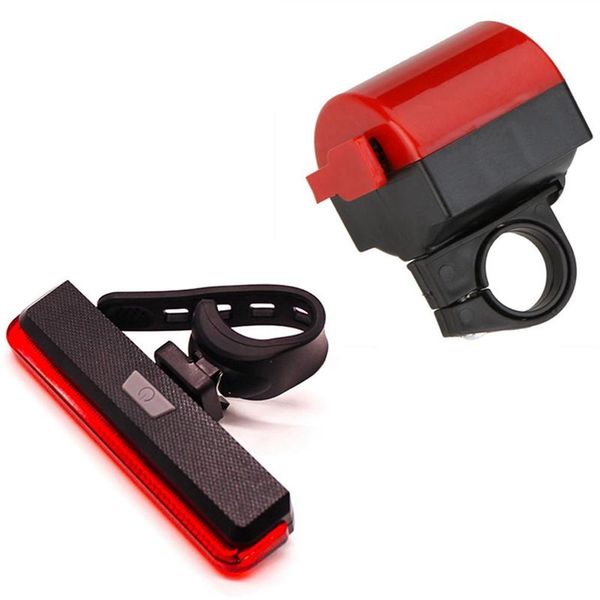 Luces de bicicleta MTB Road Loud Horn Sirena de ciclismo Rotación de 360 grados Rojo con luz trasera de bicicleta Advertencia trasera