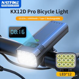 Lumières de vélo Natfire 12 LED Light 4800 Lumen USB C rechargeable en aluminium VTT vélo 10000mAh Power Bank Phare 6 à 230830