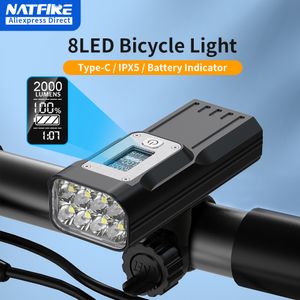 Luces de bicicleta NATFIRE Potente luz de bicicleta Pantalla OLED 10000mAh Linterna de bicicleta recargable Linterna Tipo-C Carga 2000LM Lámpara 230904