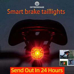 Fietsen Offbondage Smart Bicycle Brake Light IPX6 TAllight Type-C TAST Auto Stop LED Safety Cycling HKD230810