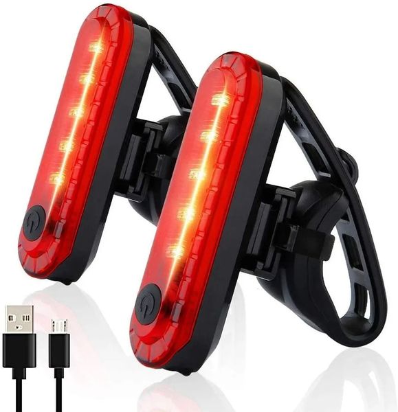 Feux de vélo Feu arrière USB rechargeable Rouge Feux arrière ultra lumineux adaptés au vélo Facile à installer pour la sécurité du cyclisme 231206