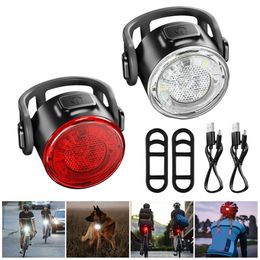 Lumières de vélo RedWhite USB rechargeable vélo feu arrière lampe de vélo avant 6 modes avertissement feu arrière sécurité nuit équitation 230525