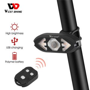 Lumières de vélo Télécommande Alarme arrière Vélo Lumière USB Smart Feu arrière VTT Route Cyclisme Clignotant Avertissement de sécurité Lampe Led 0202