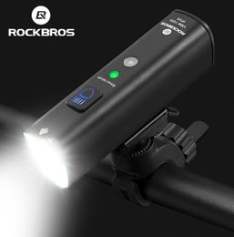 Lumières de vélo Rockbros 1000lumen Light Smart Vibration Sensing Lampe 5Modes Vélo Phare LED Lampe de poche Lanterne Accessoires 230830