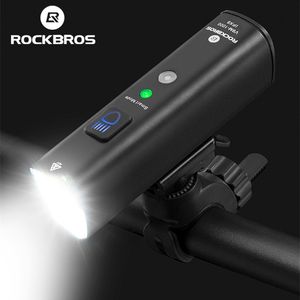 Fietsen lichten rockbros 1000 lumen licht slimme vibratie detectielamp 5modes fiets koplamp LED zaklamp lantaarn accessoires 220922