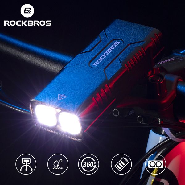 Lumières de vélo ROCKBROS 2T6 LED lumière de vélo 10W 10000 mAh lampe frontale lampe de poche équipement de cyclisme vtt phare super lumineux 230605