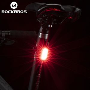 Lumières de vélo ROCKBROS Feu arrière de vélo 250 mAh Rechargeable par USB Ultralight Cycling Warning Rainproof 5 Model Accessories 230607