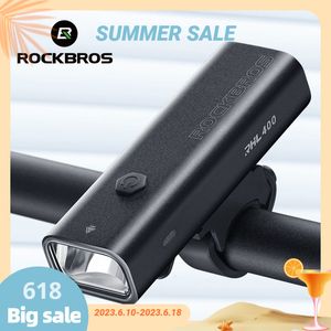 Fietsverlichting ROCKBROS Fietsverlichting Regenbestendig Type-C Opladen LED 2000mAh MTB Voorlamp Koplamp Aluminium Ultralight Zaklamp Fietslamp 230614