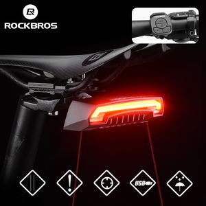 Vélo Lumières ROCKBROS Queue USB Rechargeable Sans Fil Étanche VTT Sécurité Télécommande Intelligente Clignotant Vélo Lampe 230204