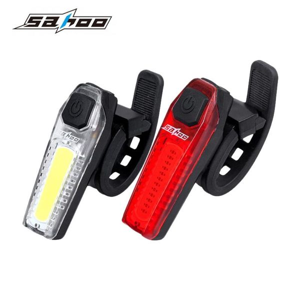 Lumières de vélo avertissement de sécurité LED USB Rechargeable avant arrière lampe vélo lumière queue SAHOO Ultra-léger