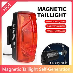 Fietslichten zelfgeneratie magnetische inductie achterlicht fietsen waterdichte waarschuwingslamp fietsaccessoires vervanging onderdelen 0202