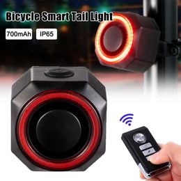 Lumières de vélo Lumière de vélo intelligente Anti-vol avertissement feu arrière USB Rechargeable vélo lampe arrière 110db alarme forte pour la sécurité d'équitation 0202