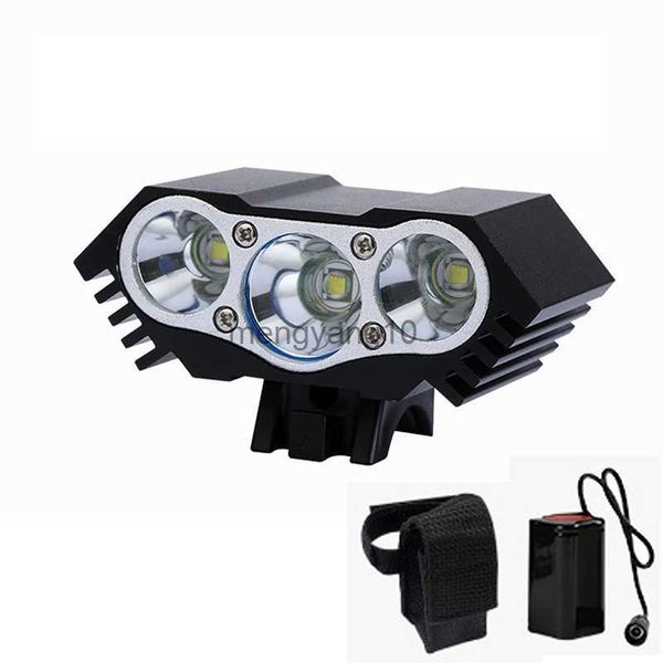 Lumières de vélos Super vif Light avant 3xt6 LED extérieur MTB Road Bike Headlight étanche lampe à cycle sécuritaire avec batterie BC0533 HKD230810