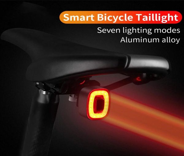 Lumières de vélo feu arrière 100lm USB Rechargeable vélo avertissement feu arrière IP65 étanche capteur arrière lampe selle9975419