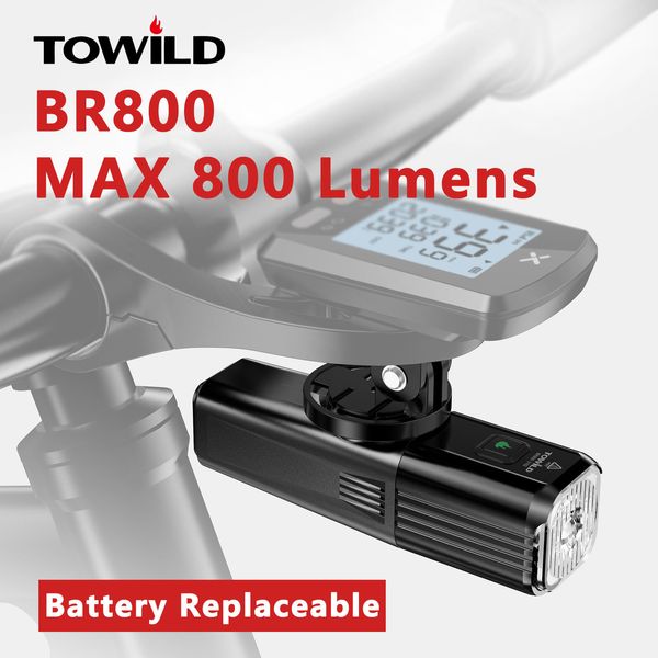 Lumières de vélo TOWILD BR800 lumière de vélo avec feu arrière LED rechargeable par USB phare de vélo vtt lampe de poche en aluminium 230824