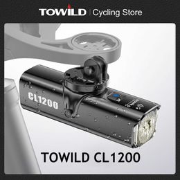 Luces de bicicleta TOWILD CL1200 / 600LM Luz de bicicleta Lámpara delantera USB recargable LED 21700 4000mAh Luz de bicicleta Faro impermeable Accesorios de bicicleta P230427