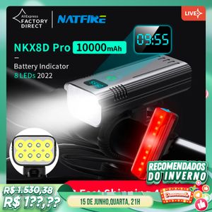 Fietsverlichting Upgrade 8 LED 10000mAh Fietsverlichting met digitale batterij-indicator Heldere zaklamp Type C Oplaadbare fietslamp koplamp 230824