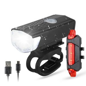 Fietsverlichting USB-oplaadfietslicht LED-fietsveiligheidswaarschuwingslampje Voor en achter buitenfietsverlichtingsset Wegmountainbike-accessoires 231027