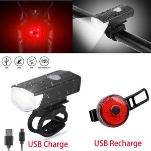 Bike Lights USB oplaadbare fiets licht LED Achterste voorlamp set bergfietsen achterlicht koplamp regenbestendige accessoires