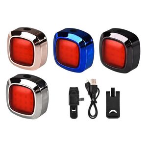 Luces de bicicleta USB Recargable COB Luz de cola inteligente Clip en lámpara trasera de detección de freno ultrabrillante con 5 modos Accesorios