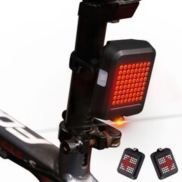 Luces de bicicleta Impermeable 64 LED Láser Luz trasera de bicicleta USB Recargable Señales de giro automáticas Advertencia de seguridad