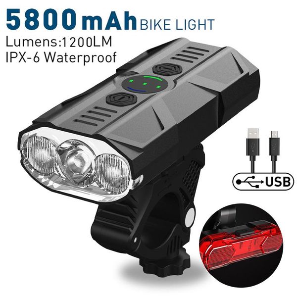 Luces de bicicleta impermeables, conjunto de lámpara trasera para ciclismo de montaña, luz delantera para bicicleta, luces LED recargables por USB para bicicleta