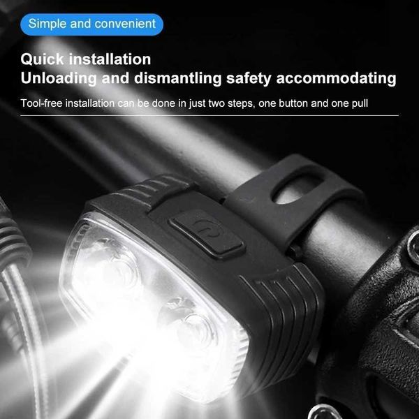 Lumières de vélo Lumière de vélo blanche équitation de nuit phare LED USB charge voyant d'avertissement équipement d'équitation Portable VTT lumière de cyclisme P230427