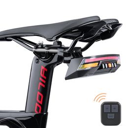 Lumières de vélo sans fil clignotant LED lampe arrière de vélo USB télécommande rechargeable queue arrière lanterne sécurité vélo feu arrière