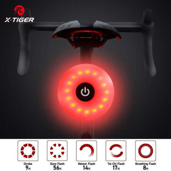 Lumières de vélo X-Tiger Bike Light Étanche USB LED Rechargeable Riding Tail Light Night Lampe de vélo Lampe de poche VTT Feu arrière P230427