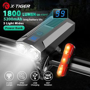 Lumières de vélo Xtiger vélo lumière anti-pluie USB charge LED vélo avant lampe phare en aluminium ultraléger lampe de poche 230907