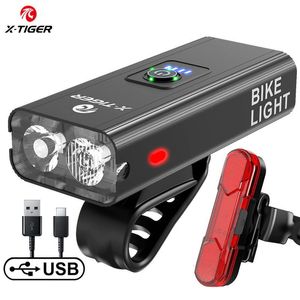 Fietsverlichting xtiger fiets regenbestendig USB oplaad LED fietsen voorlamp koplamp aluminium ultralight zaklamp 221201