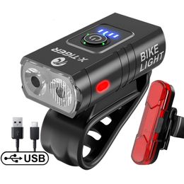 Luces de bicicleta Xtiger Ciclismo Faro Luz impermeable 1200 mAh USB Recargable LED Lámpara de bicicleta MTB Road Front Linterna 231206