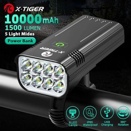 Lumières de vélo XTIGER Light Set puissant USB rechargeable lumineux 10000mAh vélo avant IPX5 lampe étanche cyclisme 230907