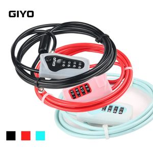 Serrures de vélo GIYO 2 mètres câble de vélo serrure de vélo antivol Code à 4 chiffres casque fil de verrouillage pour moto vtt vélo de route 3 couleurs 231005