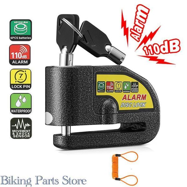 Candados para bicicleta, candado de alarma para bicicleta de motocicleta, candado antirrobo para bicicleta, candados de freno de disco de seguridad de 110dB, advertencia fuerte, cuerda de recordatorio de 1,5 M 230606