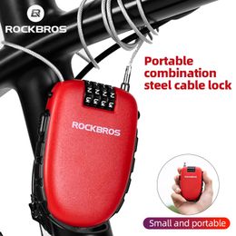 Serrures de vélo ROCKBROS Portable Mot de passe Serrure de vélo Casque de moto Fil de verrouillage Vélo Câble antivol BMX Scooter Cadenas de sécurité Accessoires 230725