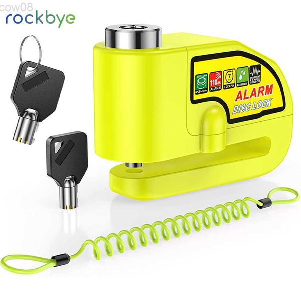 Serrures de vélo Rockbye Bicyc Verrouillage de frein à disque Alarme Vélo Système de sécurité Accessoires pour Ectric Motorcyc Scooter Jaune HKD230710