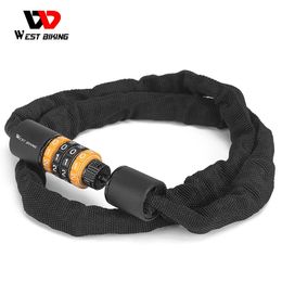 Serrures de vélo WEST BIKING antivol vtt vélo de route mot de passe serrure Portable sécurité vélo chaîne serrure Scooter électrique e-bike vélo accessoire 231213