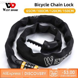 Antivols de vélo WEST BIKING Verrouillage de la chaîne de vélo Anti-Tht Security 6MM Épaisseur Chaîne Verrouillage par mot de passe pour VTT Vélo de route Motorcyc Scooter Bicyc Lock HKD230710