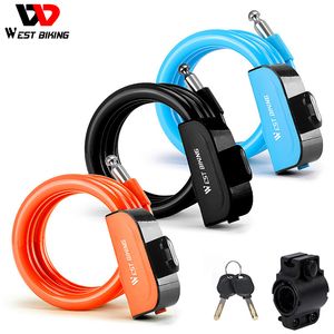 Serrures de vélo WEST BIKING serrure de vélo antivol sécurité accessoires de vélo câble de verrouillage vtt vélo de route multicolore cyclisme Portable fil serrure 230224