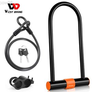 Serrures de vélo WEST BIKING Verrou de vélo en acier au carbone Anti-Tht Secure VTT Route Bicyc Cab U Lock Motorcyc Scooter Vélo Accessoires HKD230710