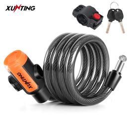 Candados para bicicletas Xunting Bike Lock Coiled Secure Keys Bike Cable Lock con soporte de montaje Weathproof Anti-Theft Mountain Scooter Bicycle Lock 230616