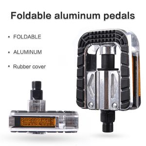 Pédales de vélo Pédale pliable de vélo en alliage d'aluminium intégré moulé sous pression roulement roulement accessoires d'arbre en acier feuille réfléchissante 230907