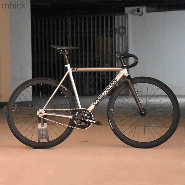 Pedales de bicicleta Bicicleta de piñón fijo 48 cm 52 cm 56 cm Bicicleta de pista de una sola velocidad Marco de aleación de aluminio Rueda de 40 mm Horquilla de fibra personalizable de carbono 3M411